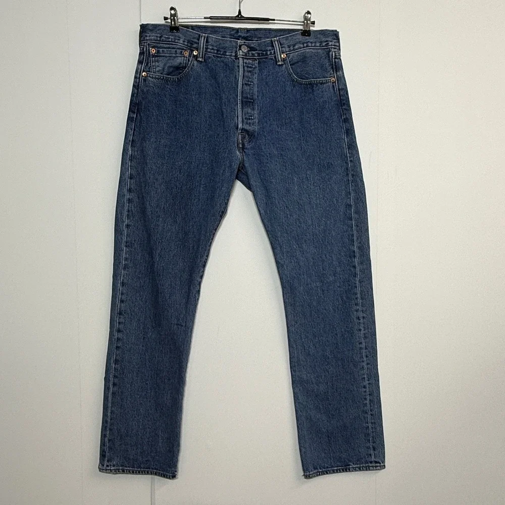 Levis 501 Jeans Mens 36x32 Blue Denim Button Fly Original Fit Straight Leg